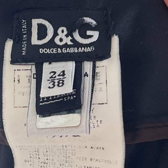 D&G Satin Trim Tuxedo Wool Blend Tuxedo Pant Low Rise Slight Flare Black sz 2 - Picture 6 of 9